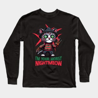 I'm Your Worst Nightmeow | Cat | Animal | Movie Icon | Pop Culture | Anti-Hero | Villain Long Sleeve T-Shirt